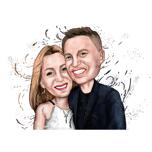 Caricature de couple avec des touches d'aquarelle