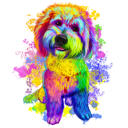 Colorful Watercolor Full Body Poodle Caricature Art from Photos