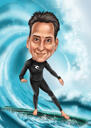 Surfa på Wave Caricature