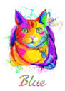 Akvarell regnbåge katt porträtt