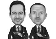 Custom Coworkers Caricature in Black and White Drawing Style for Office Gifts