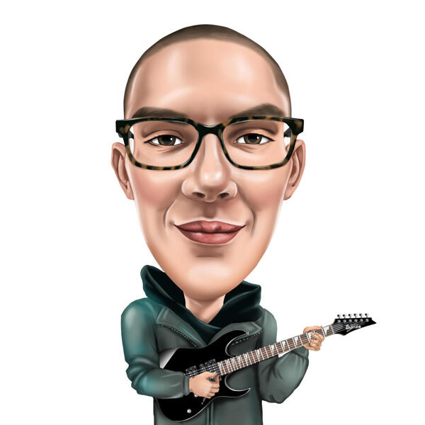 Guitarist Colored Caricature from Photos
