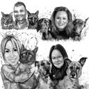 Retrato de grafite para presente personalizado para dono de animal de estimação: desenhado à mão a partir de fotos