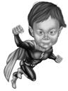 Caricature personnalisée d'un enfant volant de super-héros