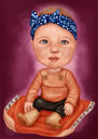 Caricature de bébé sur tout le corps à partir d'une photo avec un fond coloré