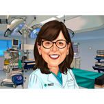Cartoon Doctor Chirurgie în Sala de Operație