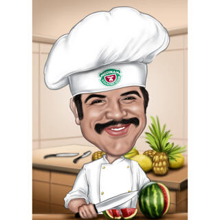 Funny Chef Caricature from Photos for Cooking Lovers