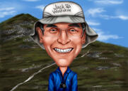 Travel Vacation Cartoon Caricature in Colored Style with Custom Background from Photos