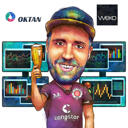 Oil Drawing: Person Cartoon Portrait on Custom Background