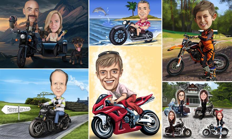 Caricature di motociclette
