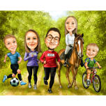 Family of 5 Caricature