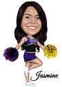 Cheerleader Caricature in Colored Style