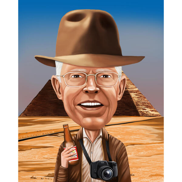 Person im westlichen Stil, farbige Karikatur vom Foto für individuelles Geologengeschenk
