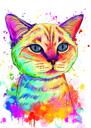 Rainbow Cat muotokuva roiskeilla