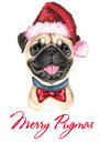 Retrato de Pug personalizado en estilo de color de la foto