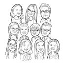 Dibujo de caricatura grupal de contorno