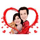 Karikatura páru se psem na Valentýna