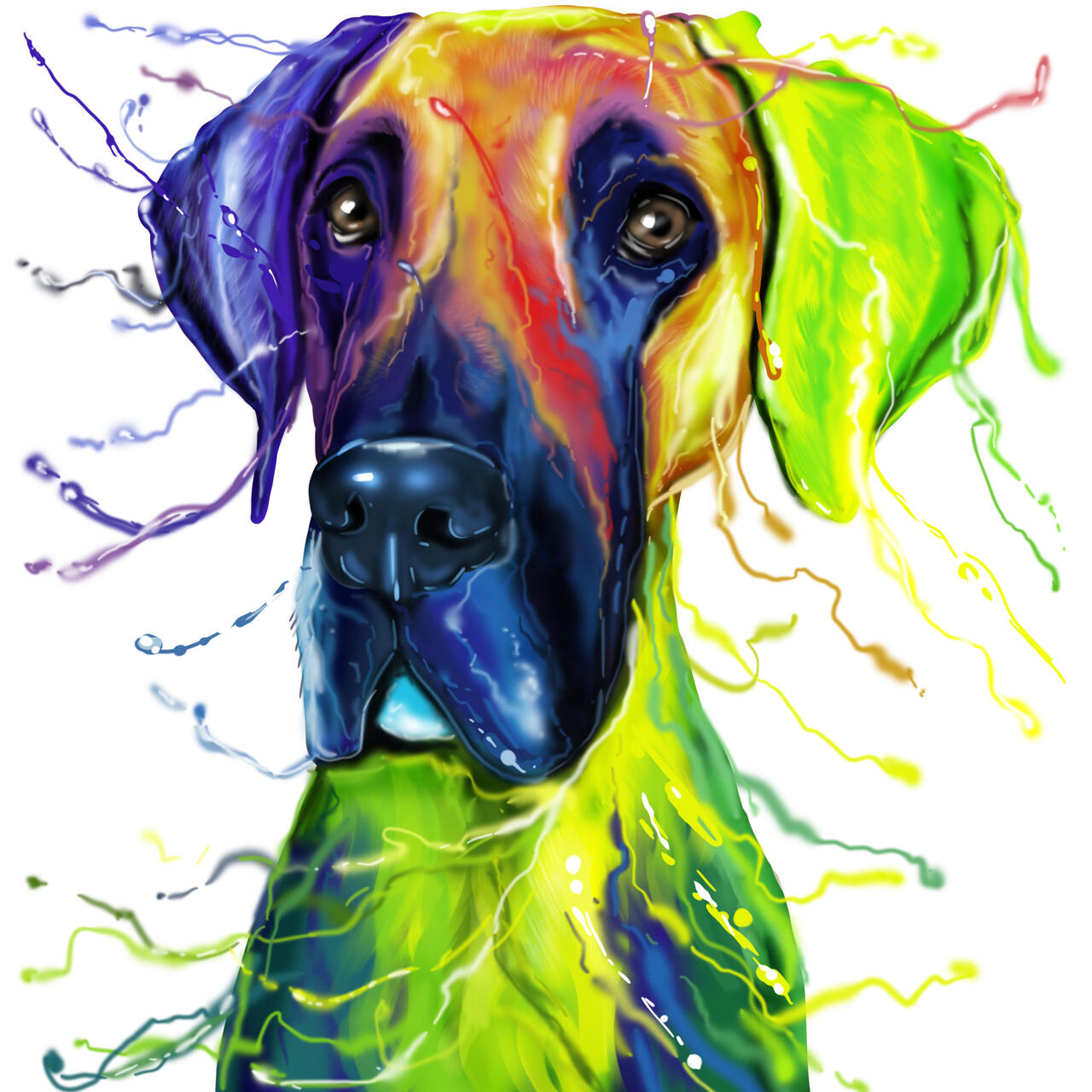 Caricatura colorida do Dogue Alemão da sua foto