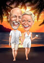 Desenho de caricatura de verão de 2 pessoas a partir de fotos