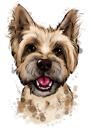 Yorkie Terrier in acquerello naturale disegnato a mano dalle foto