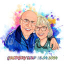 Caricatura de casal em aquarela para presente de Dia dos Namorados