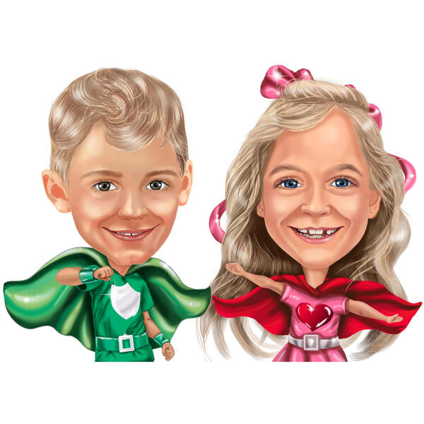 Superhero Children Caricature Portrait from Photos as Any Character
