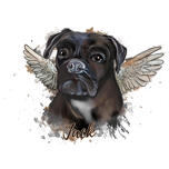 Mindebokserhundeportræt i naturlige akvarelfarver fra personligt foto