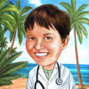 Vacation Kid Caricature on Beach