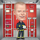 Caricature exagérée de pompier