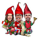 Custom Christmas Santa Group Caricature