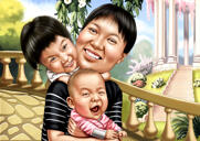 Thanksgiving Caricature - Custom Family Cartoon from Photos