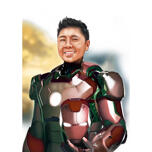 Portrait coloré de super-héros à partir de photos avec arrière-plan pour cadeau personnalisé