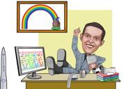 Funny Manager Caricature with Speech Bubble