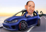 Caricatura de pessoa viajando de carro para um desenho animado de viagem de férias