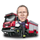 Ugunsdzēsēja dāvanu karikatūra no fotoattēla