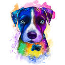 صورة كاريكاتورية للكلب لطيف مع علامة مخصصة للحيوانات الأليفة من الصور بأسلوب ألوان مائية