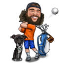 Psí táta a karikatura psa z fotografie