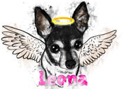 Retrato conmemorativo de perro con alas de ángel