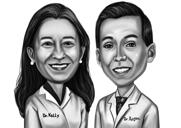 Caricature d'infirmière en noir et blanc