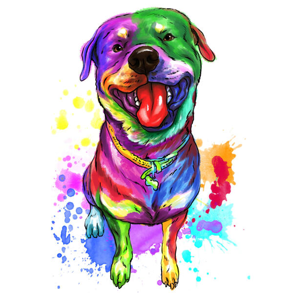 Suluboya Tarzında Tam Vücut Rottweiler Karikatür Portresi
