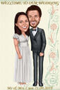 Ritratto di coppia di inviti di nozze personalizzati in stile colorato dalla foto