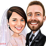 زفاف زوجين الرسم مع الحجاب