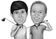 Custom Coworkers Caricature in Black and White Drawing Style for Office Gifts