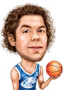 Kid Caricature Holding Basketball Ball