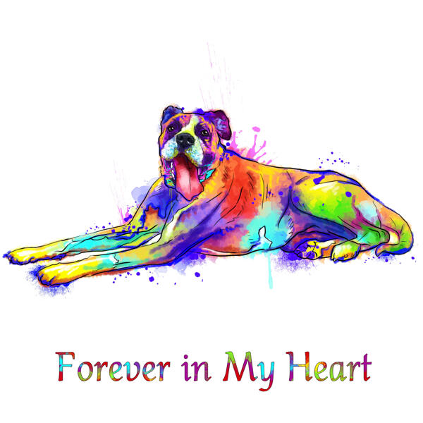 Full Body Dog Memorial-portret van foto's in regenboogwaterverfstijl