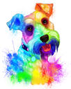 Retrato de Fox Terrier de alambre de estilo arco iris de acuarela de fotos
