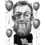 Dessin d'anniversaire drôle avec des lunettes cassées