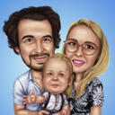 Vacation Family with Baby Caricature