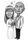 Parents Anniversary Caricature - Black and White Style