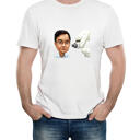 Caricatura coloreada de hombre de fotos en la impresión de la camiseta